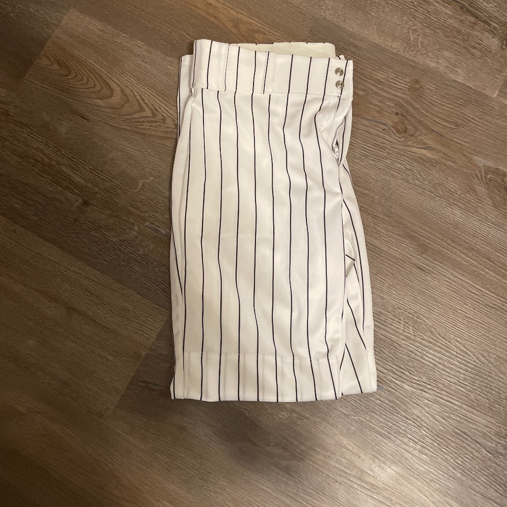 White with Black Pinstripe Baseball Pants